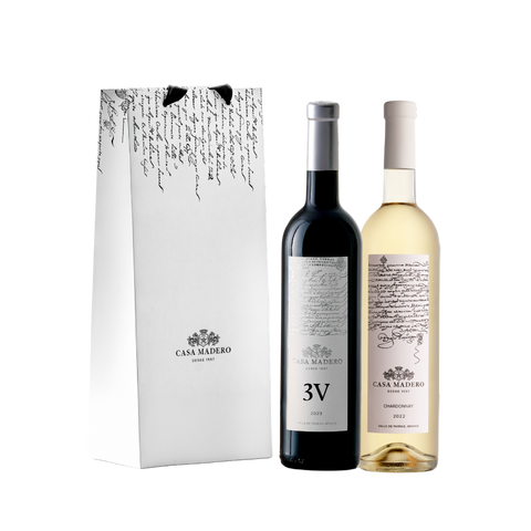 Casa Madero 3V y Chardonnay con bolsa de obsequio
