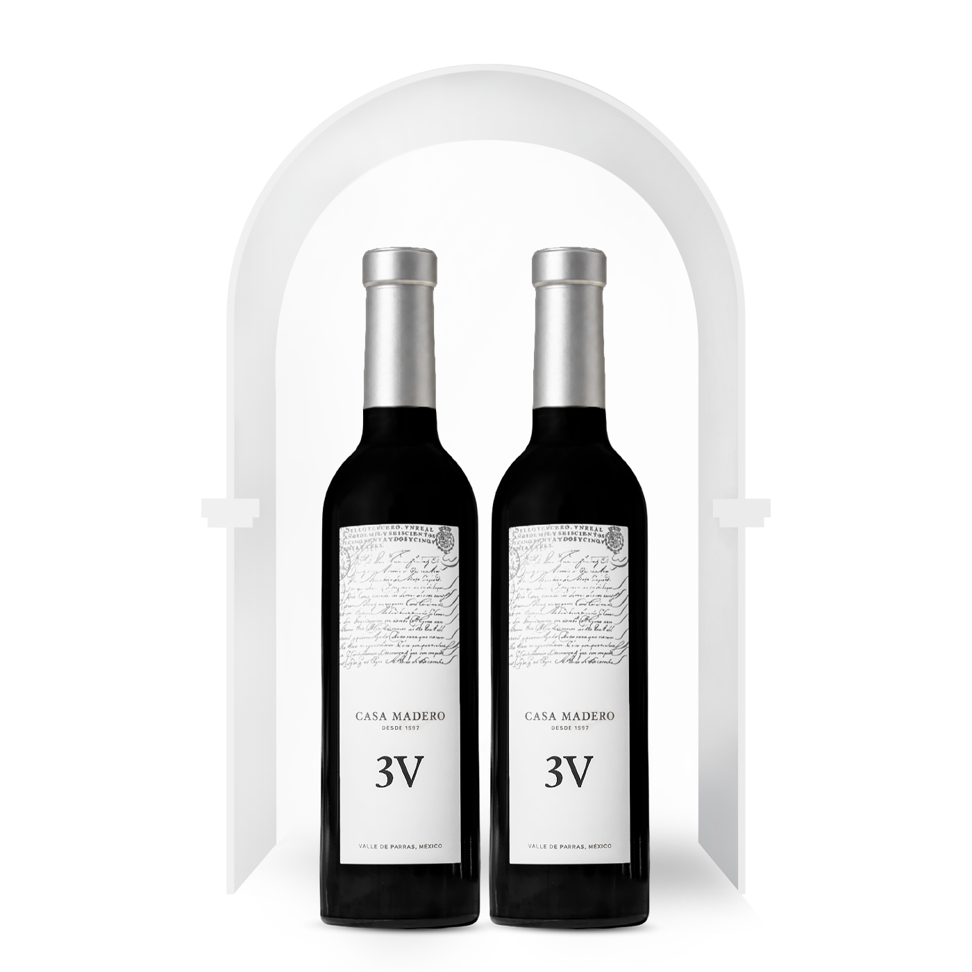 2 botellas de vino tinto de Casa Madero 3V en presentación de 375 ml.